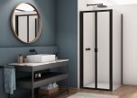 Ronal - Sanswiss DIVERA Kabina prysznicowa drzwi przesuwno-składane ze ścianką boczną 90x80 cm profil czarny mat