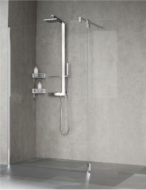 Novellini Kali H+HA Ścianka prysznicowa wolnostojąca 80 cm (77-80 cm) + 37 cm profil srebrny