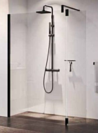 Novellini Kali H+HA Ścianka prysznicowa wolnostojąca 100 cm (97-100 cm) + 37 cm czarny mat