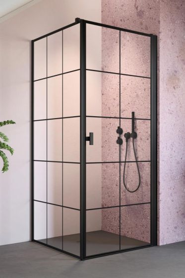 Radaway Nes 8 Black KDJ I Factory Kabina prysznicowa 100x100 cm drzwi lewe czarne 10072100-54-55L/10089100-54-55