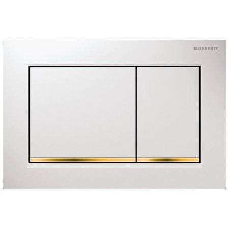 Przycisk uruchamiający Geberit Omega20, przedni/górny, biały-złoty-biały, okrągły 115.080.KK.1