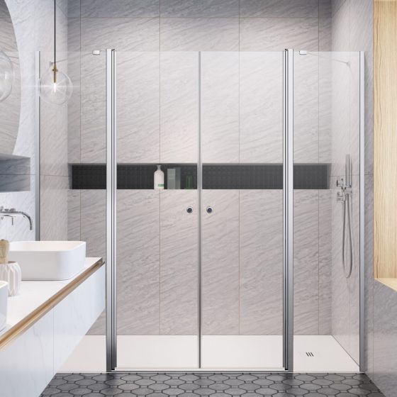Radaway Eos DWD II W1 Drzwi prysznicowe ze ściankami bocznymi 200 cm chrom 13799970-01-01/13799103-01-01