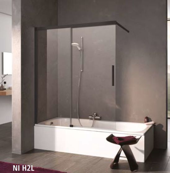 Kermi Nica Parawan nawannowy rozsuwny 120x150 cm lewy czarny mat  NIH2L120153PK