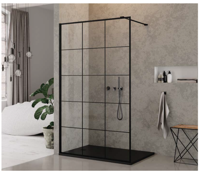 New Trendy New Modus Black ścianka prysznicowa Walk-In 140 cm z nadrukiem EXK-0248