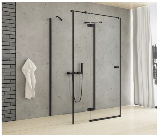 New Trendy Reflexa Black Kabina prysznicowa przyścienna 100x110 cm lewa  EXK-1375