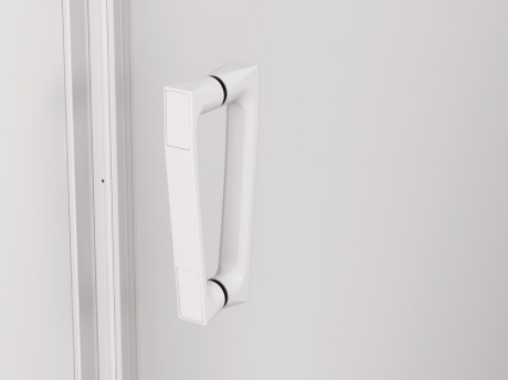 Sanswiss Cadura 75 x75 cm wejście narożne jednoczęściowe, drzwi wahadłowe z profilem przejściowym biały mat 