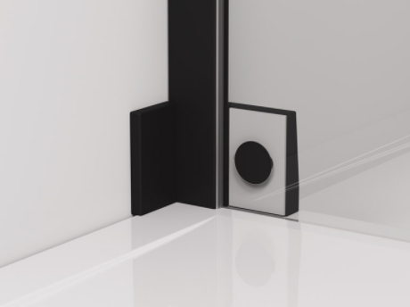 Sanswiss Cadura 90 x 90 cm wejście narożne dwuczęściowe, drzwi wahadłowe z elementem stałym czarne 