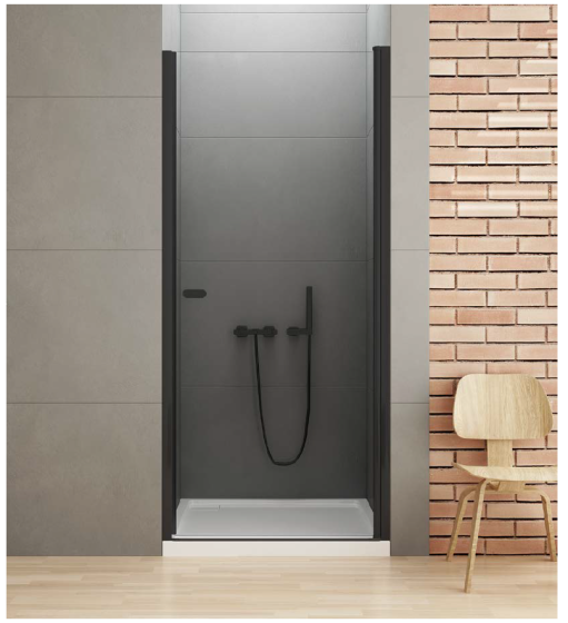New Trendy New Soleo Black Drzwi prysznicowe wnękowe 80 cm  D-0210A