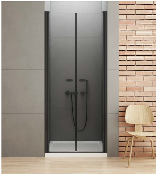 New Trendy New Soleo Black Drzwi prysznicowe wnękowe 150 cm   D-0248A
