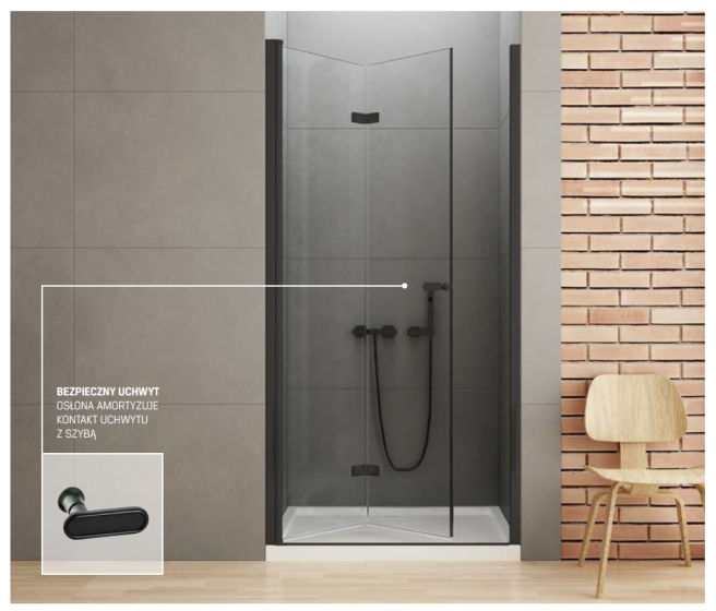 New Trendy New Soleo Black Drzwi prysznicowe wnękowe 120 cm lewe D-0227A
