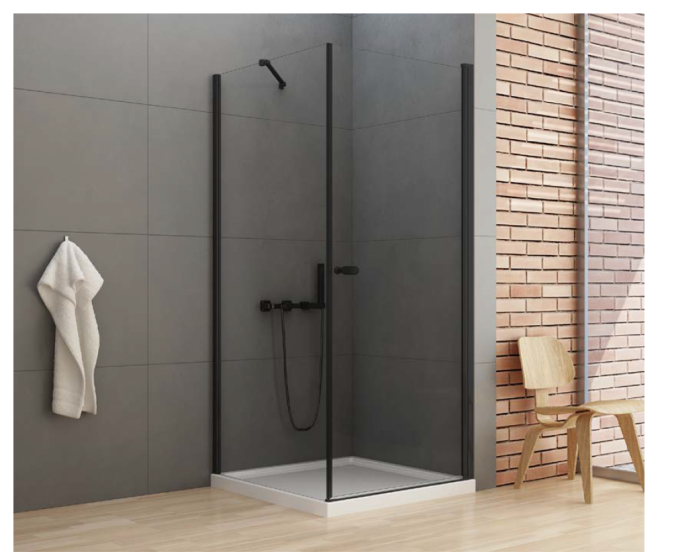 New Trendy New Soleo Black Kabina prysznicowa 90x90 cm ze wspornikiem skośnym  D-0231A/D-0115B
