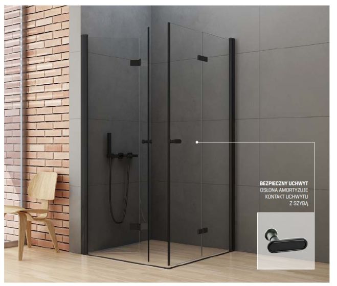 New Trendy New Soleo Black Kabina prysznicowa 80x80 cm dwudrzwiowa D-0234A/D-0238A
