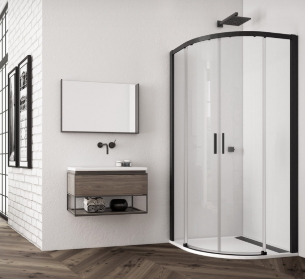 Ronal - Sanswiss Top-Line S kabina półokrągła z drzwiami rozsuwanymi 100 cm profil czarny mat TLSR551000607