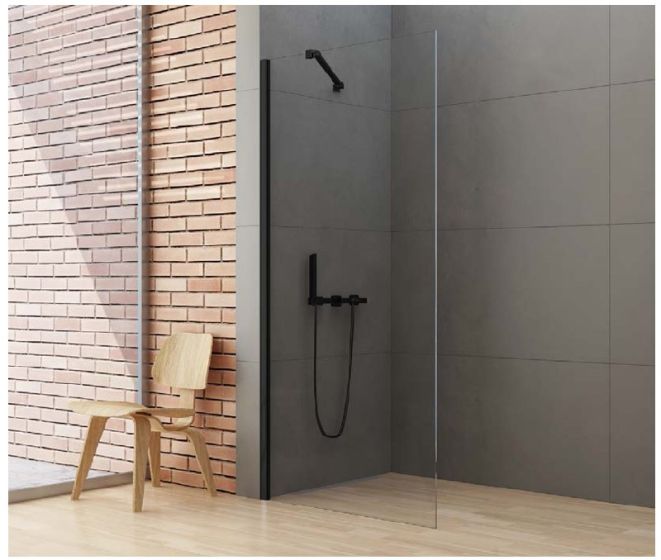New Trendy New Soleo Black Ścianka wolnostojąca Walk-In 70 cm ze wspornikiem prostopadłym K-0767-WP