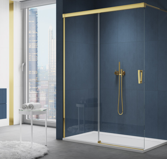 Ronal - Sanswiss Cadura Walk-in ścianka wolnostojąca dwuczęściowa lewa z elementem przesuwnym 180 cm złota  CAW2G1801207