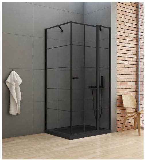 New Trendy New Soleo Black Kabina prysznicowa 90x90 cm ze wzorem prawa K-0581