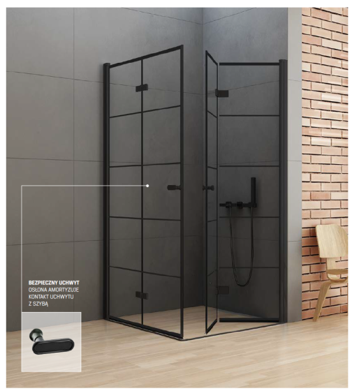 New Trendy New Soleo Black Kabina prysznicowa 80x90 cm ze wzorem  D-0287A/D-0290A