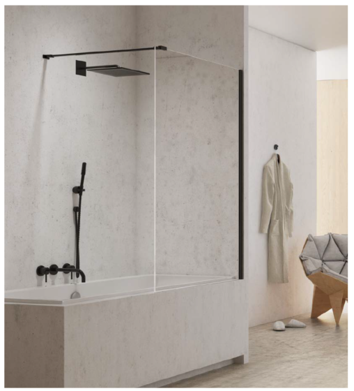 New Trendy New Modus Black Parawan nawannowy 80 cm ze wspornikiem prostopadłym EXK-0292-WP