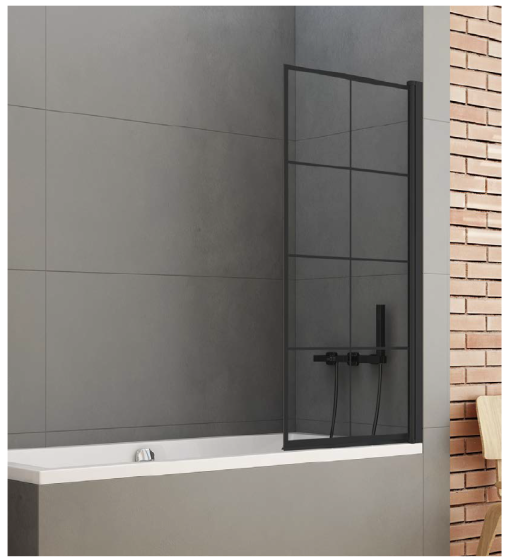 New Trendy New Soleo Black Parawan nawannowy 90 cm ze wzorem P-0048