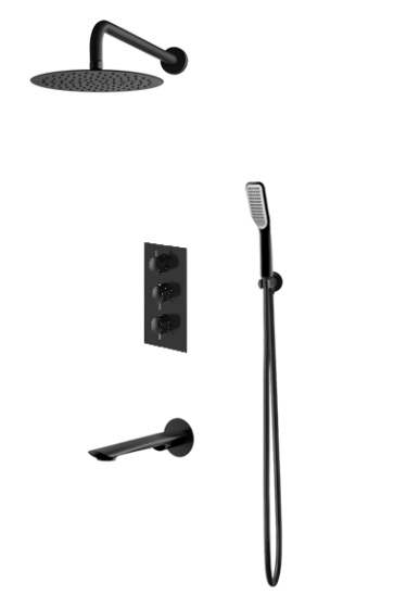Vedo Aletta Nero Kompletny system wannowo-natryskowy podtynkowy I 30cm bateria termostatyczna VBA5231/30/CZ/TERMO