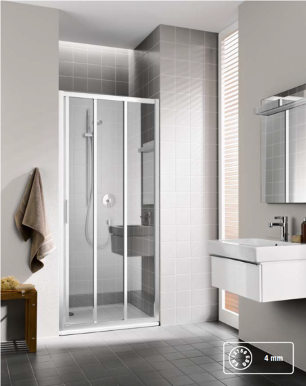 Kermi Cada XS Drzwi przesuwne 3-częściowe z polem stałym 70 cm białe lewe CKG3L070202PK