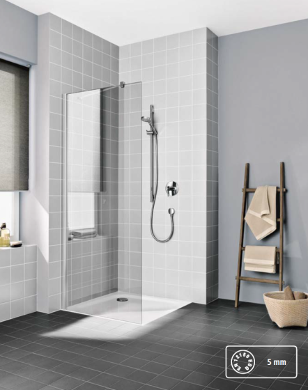 Kermi Cada XS Kabina walk-in 120 cm srebro wysoki połysk, szkło Serigrafie CKTWF12020VVK