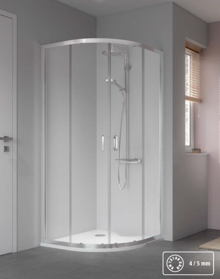 Kermi Stina Kabina ćwierćkolista 90 cm srebro wysoki połysk STR5509019VPK