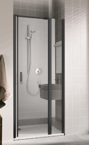 Kermi Cada XS Drzwi wahadłowe 1-skrzydłowe z polem stałym 120 cm prawe czarny soft CK1GR120203PK