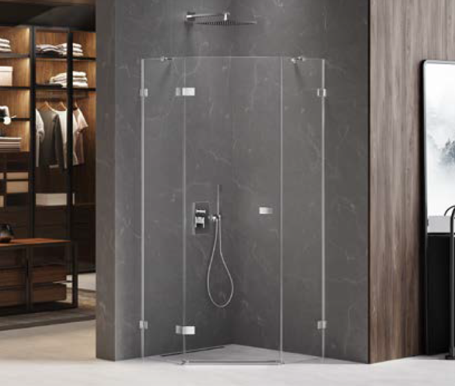 New Trendy Avexa Kabina pięciokątna 80x80x200 szkło 6mm przejrzyste prawa EXK-3885