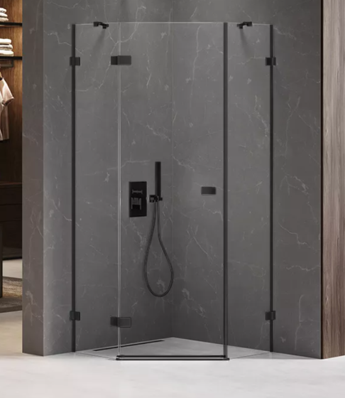 New Trendy Avexa Black Kabina pięciokątna 90x90 cm lewa, 6 mm czarna EXK-3875