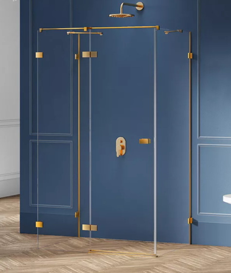 New Trendy Avexa Gold Kabina prysznicowa 80x80 cm lewa, szkło 6 mm, złoto szczotkowane EXK-3071
