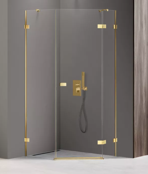 New Trendy Avexa Gold Shine Kabina pięciokątna 100x80 cm szkło 6 mm, lewa, złoty połysk EXK-3849