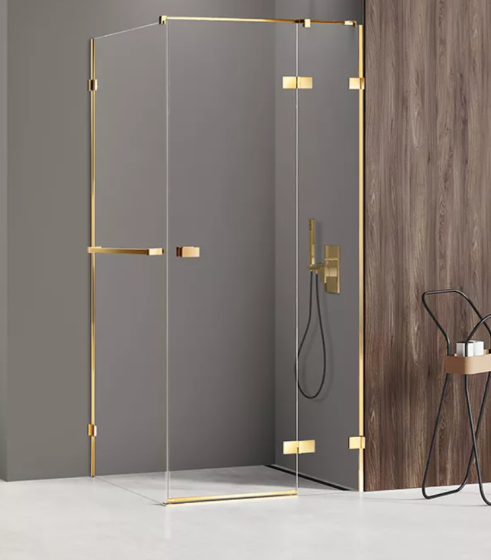 New Trendy Avexa Gold Shine Kabina prysznicowa 120x80 cm lewa z wieszakiem, szkło 6 mm, złoty połysk EXK-3187