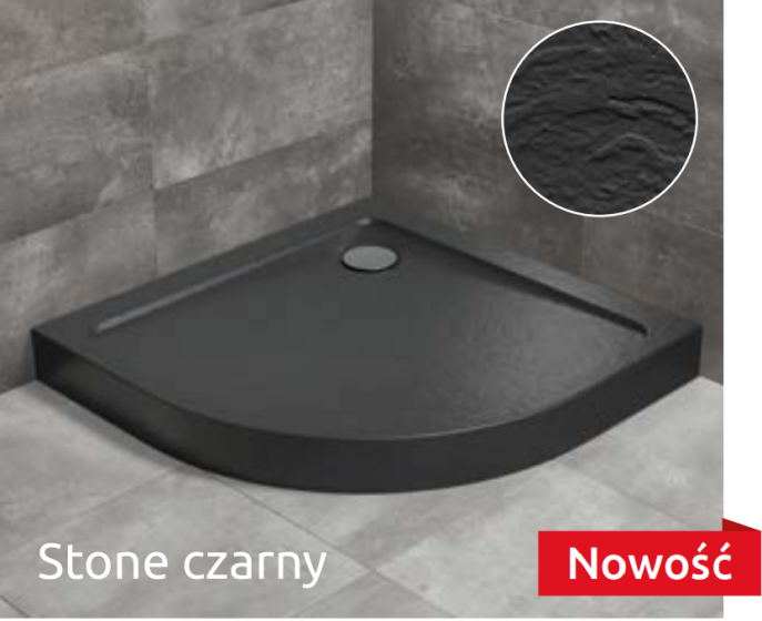 Radaway Doros A Compact Stone Brodzik półokrągły z obudową 90x90 cm czarny SDRA9090-05-54S