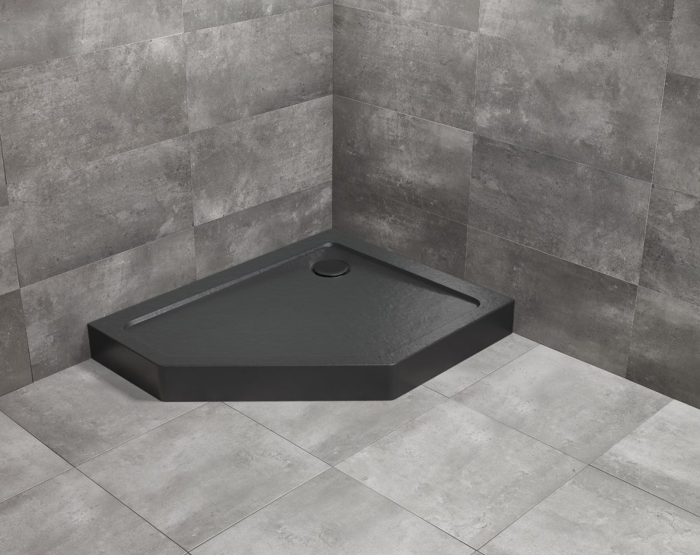 Radaway Doros PT E Compact brodzik 100x80 Lewy pięciokątny asymetryczny Stone Czarny SDRPTP1080-05-54SL