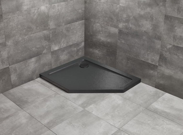 Radaway Doros PT E brodzik 100x90 Lewy pięciokątny asymetryczny Stone Czarny SDRPT1090-01-54SL
