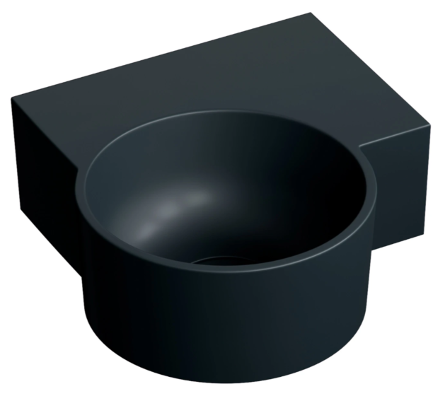 Omnires OVO M+ umywalka nablatowa/wisząca - prawa, 33 x 34 cm black lava mat OVO335UWPBLV