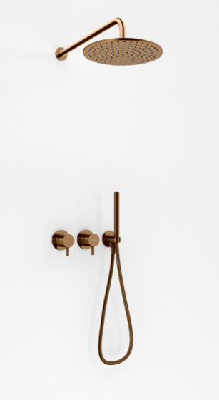 Kohlman Axel Zestaw natryskowy podtynkowy z deszczownią 30 cm miedź szczotkowana QW260ABCR30