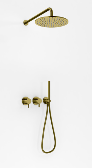 Kohlman Axel Zestaw natryskowy podtynkowy z deszczownią 30 cm złoto szczotkowane QW260AGDBR30