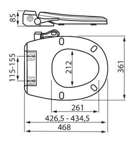 Rysunek techniczny deski sedesowej wielofunkcyjnej, Waterchips 720 firmy Fromac 