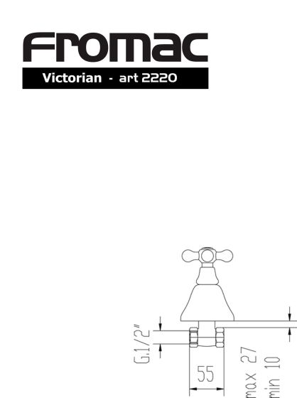 Rysunek techniczny baterii podtynkowej, natryskowej Victorian 2220VB firmy Fromac.