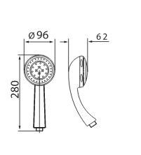Rysunek techniczny słuchawki prysznicowej, Fromac Sofi 323.