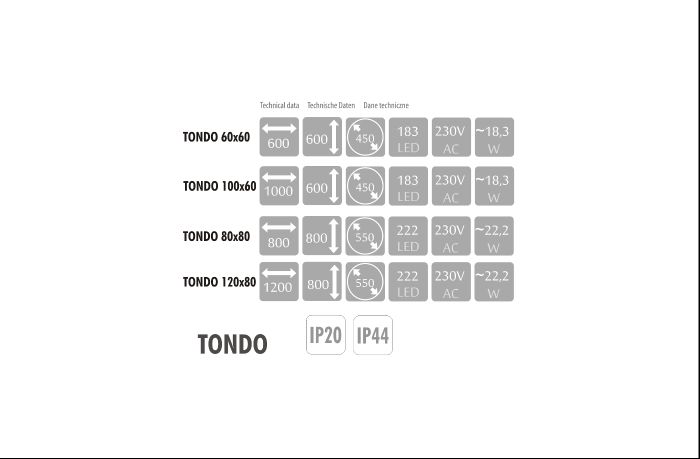 dane techniczne lustra MCJ Tondo 
