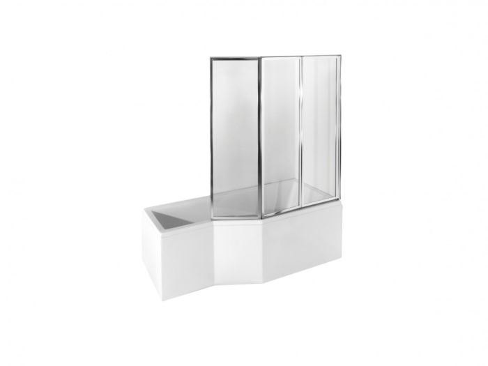 Besco Integra Wanna asymetryczna 150x75 cm lewa + parawan 3-skrzydłowy #WAI-150-PL3