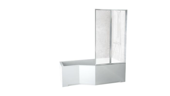 Besco Integra Wanna asymetryczna 150x75 cm prawa + parawan dwuskrzydłowy #WAI-150-PP2