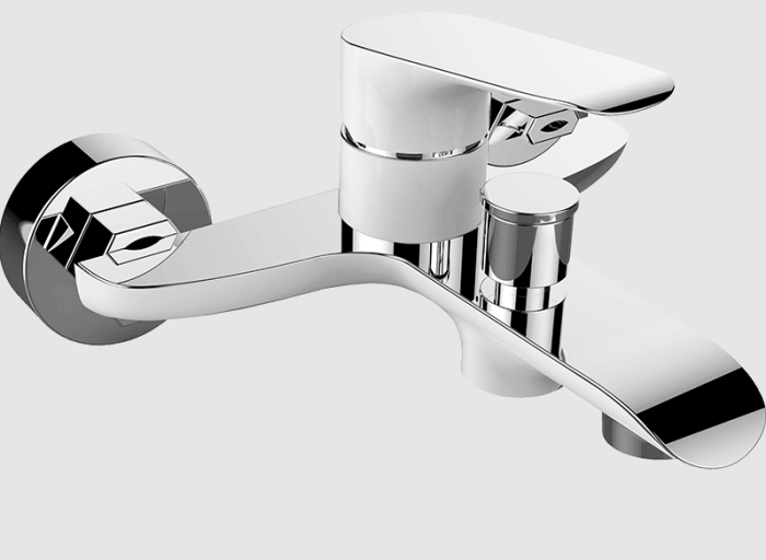 Laveo Alea Bateria wannowa ścienna Chrom/Biała BLE_610D