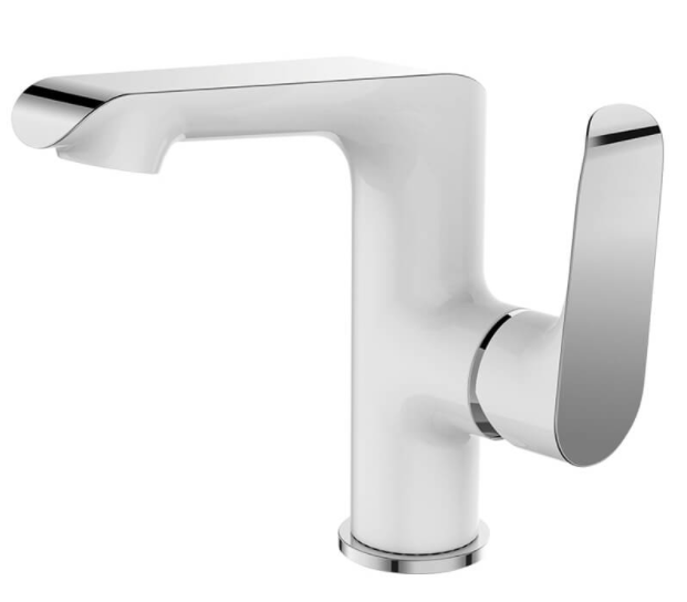 Laveo Aleo Bateria umywalkowa z wylewką L Chrom/Biały BLE_625D