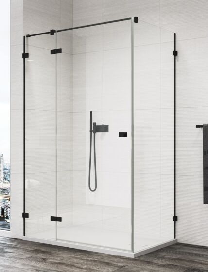 Ronal Annea Kabina prysznicowa drzwi prawe ze ścianką boczną 80x90 cm czarny mat AN13WD08000607+ANTW109000607