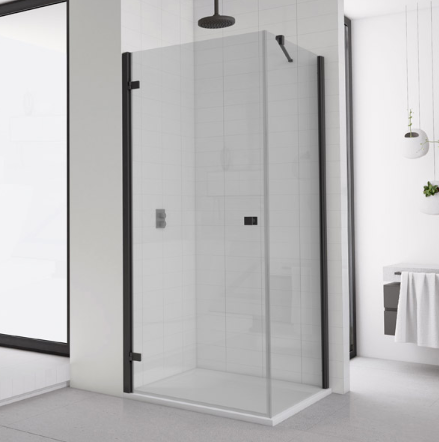 Ronal - Sanswiss Annea Kabina ze ścianką boczną lewa 100x90 cm czarny mat AN1CG10000607+ANT09000607