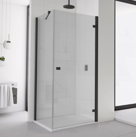Ronal - Sanswiss Annea Kabina ze ścianką boczną prawa 80x90 cm czarny mat AN1CD08000607+ANT09000607